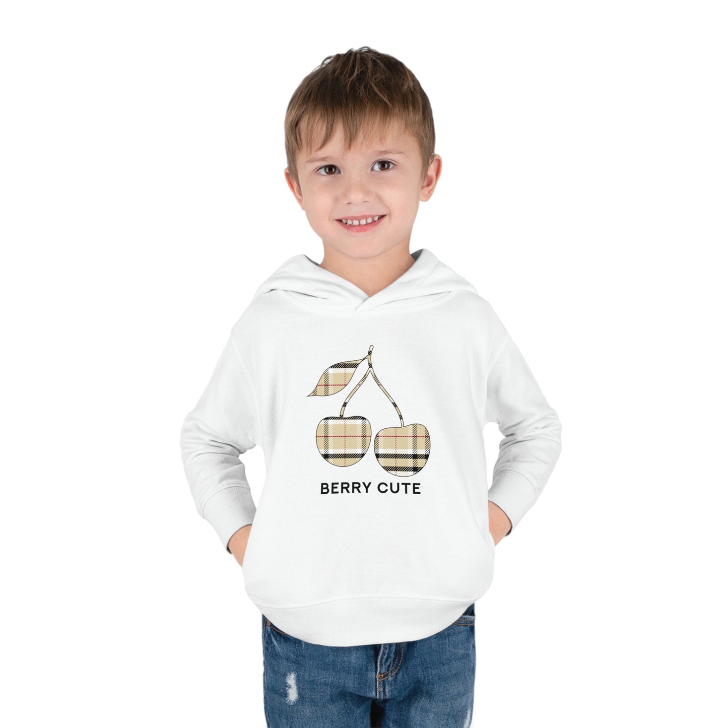 Trendy Plaid Cherry - Berry Cute - Toddler Pullover Fleece Hoodie