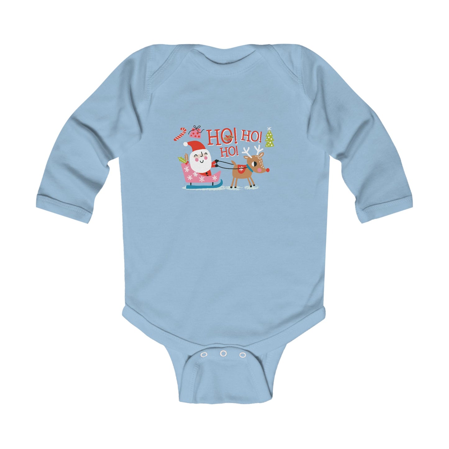 Ho! Ho! Ho! Santa Reindeer - Infant Long Sleeve Bodysuit