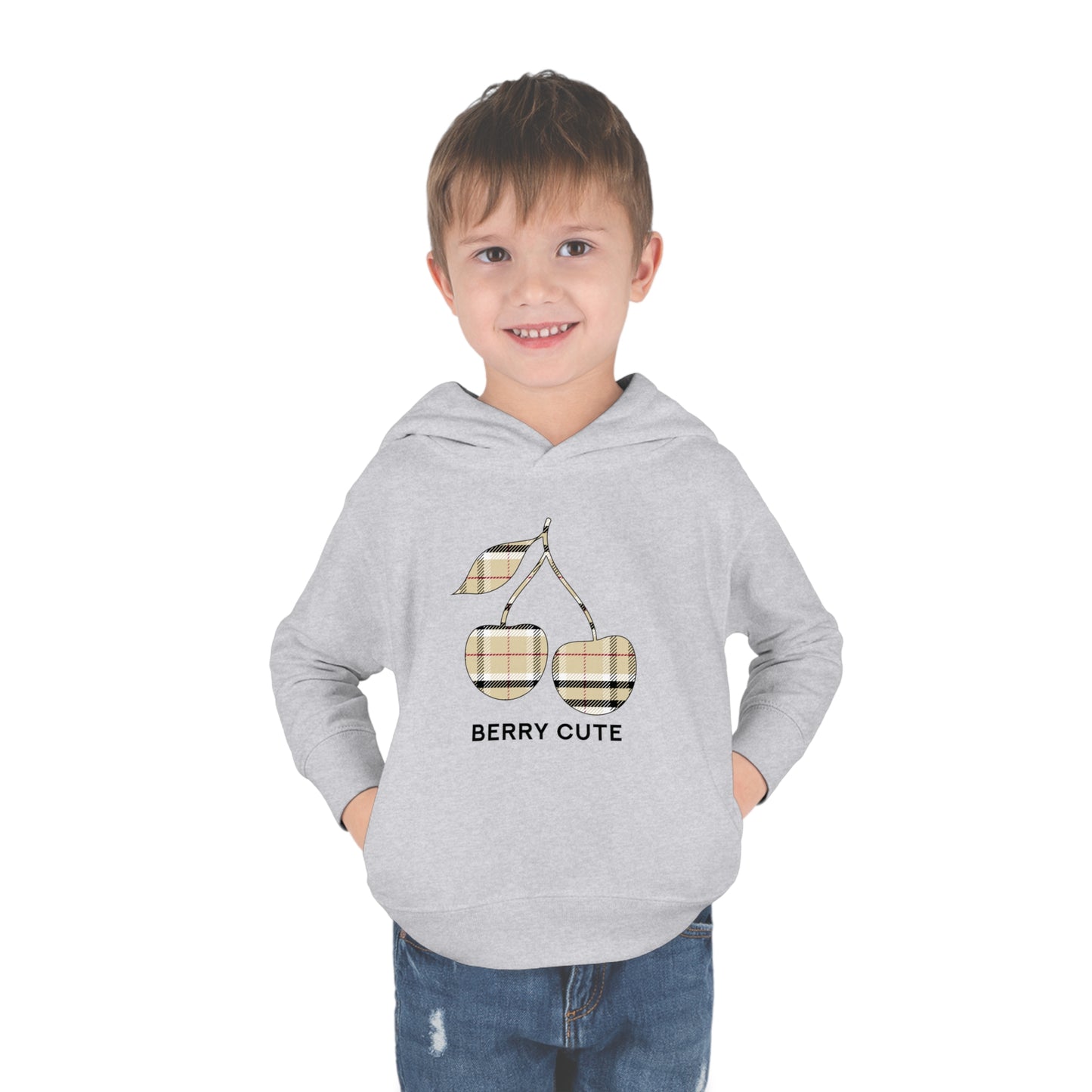 Trendy Plaid Cherry - Berry Cute - Toddler Pullover Fleece Hoodie