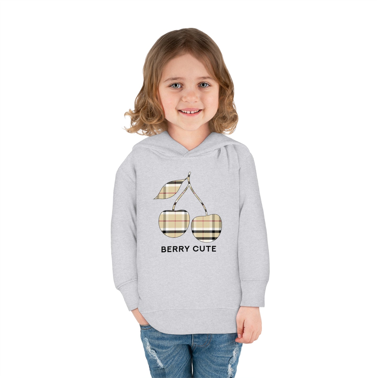 Trendy Plaid Cherry - Berry Cute - Toddler Pullover Fleece Hoodie