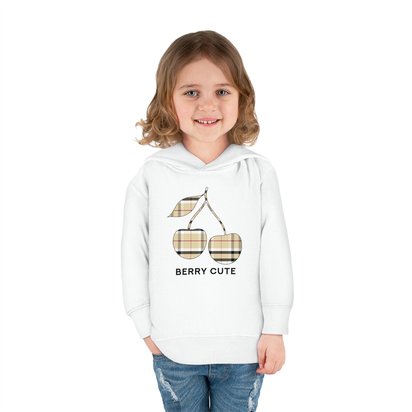 Trendy Plaid Cherry - Berry Cute - Toddler Pullover Fleece Hoodie