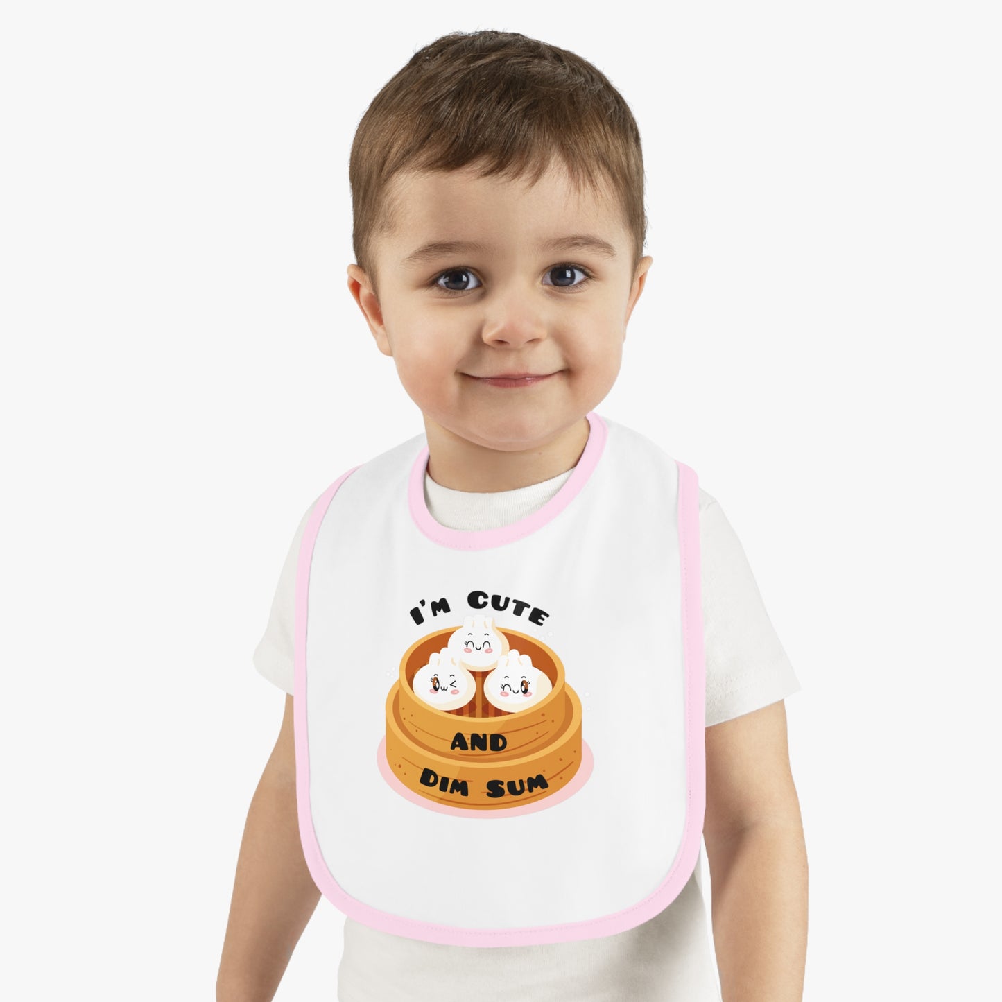 I'm Cute And Dim Sum - Baby Contrast Trim Jersey Bib