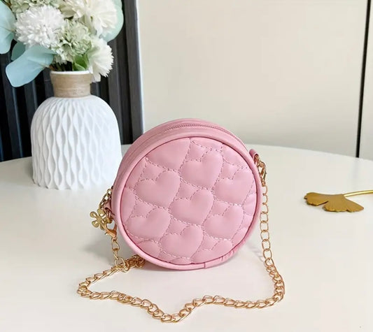 Pink Girl's Crossbody Small Round Bag