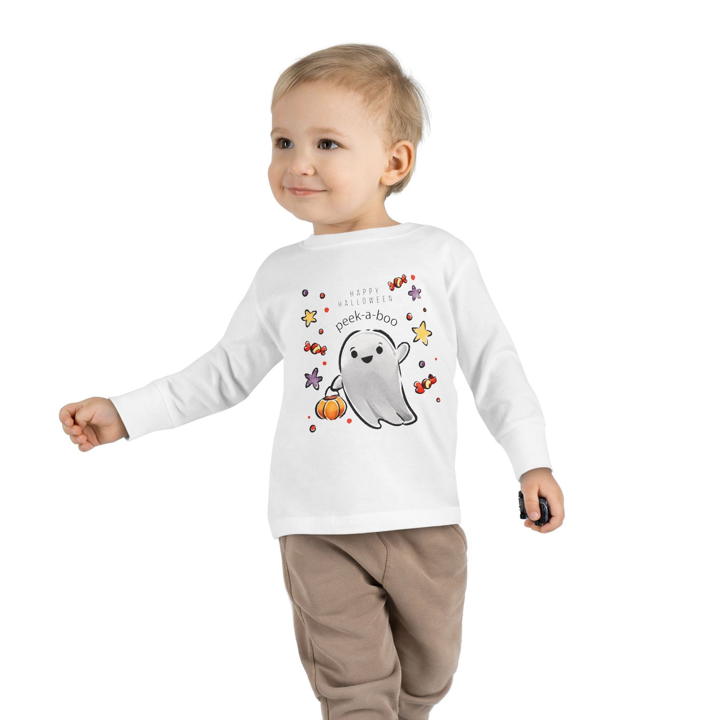 Happy Halloween Peek A Boo - Toddler Long Sleeve Tee