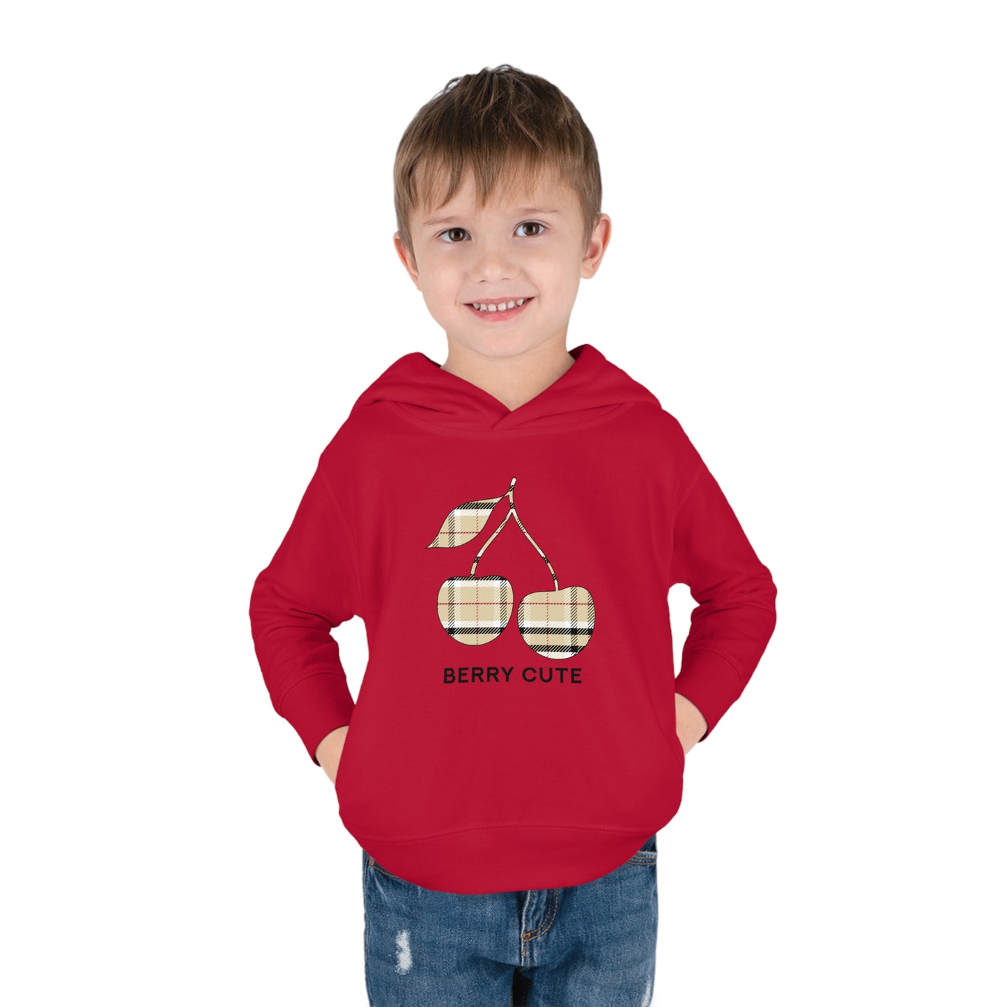 Trendy Plaid Cherry  - Berry Cute - Toddler Pullover Fleece Hoodie