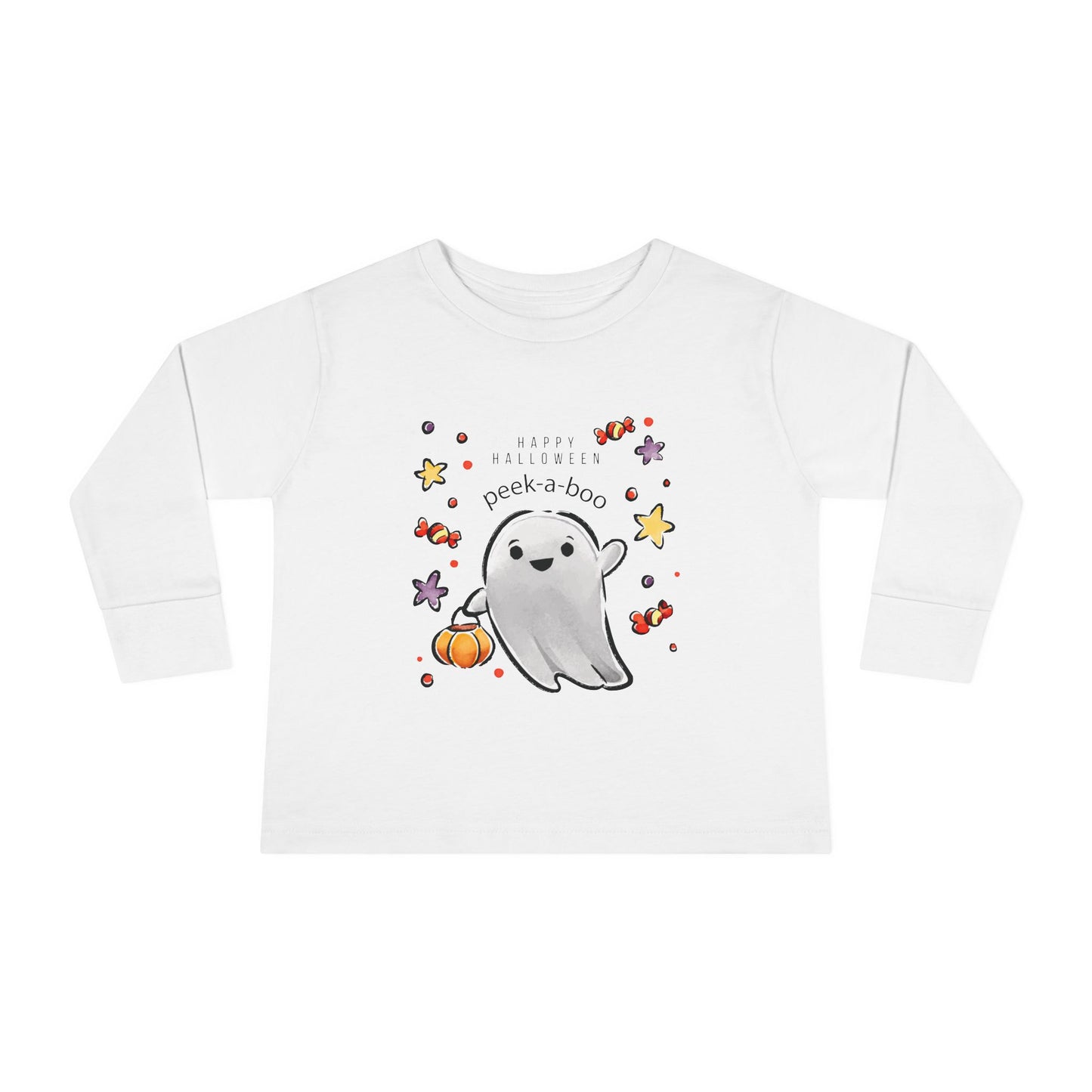 Happy Halloween Peek A Boo - Toddler Long Sleeve Tee