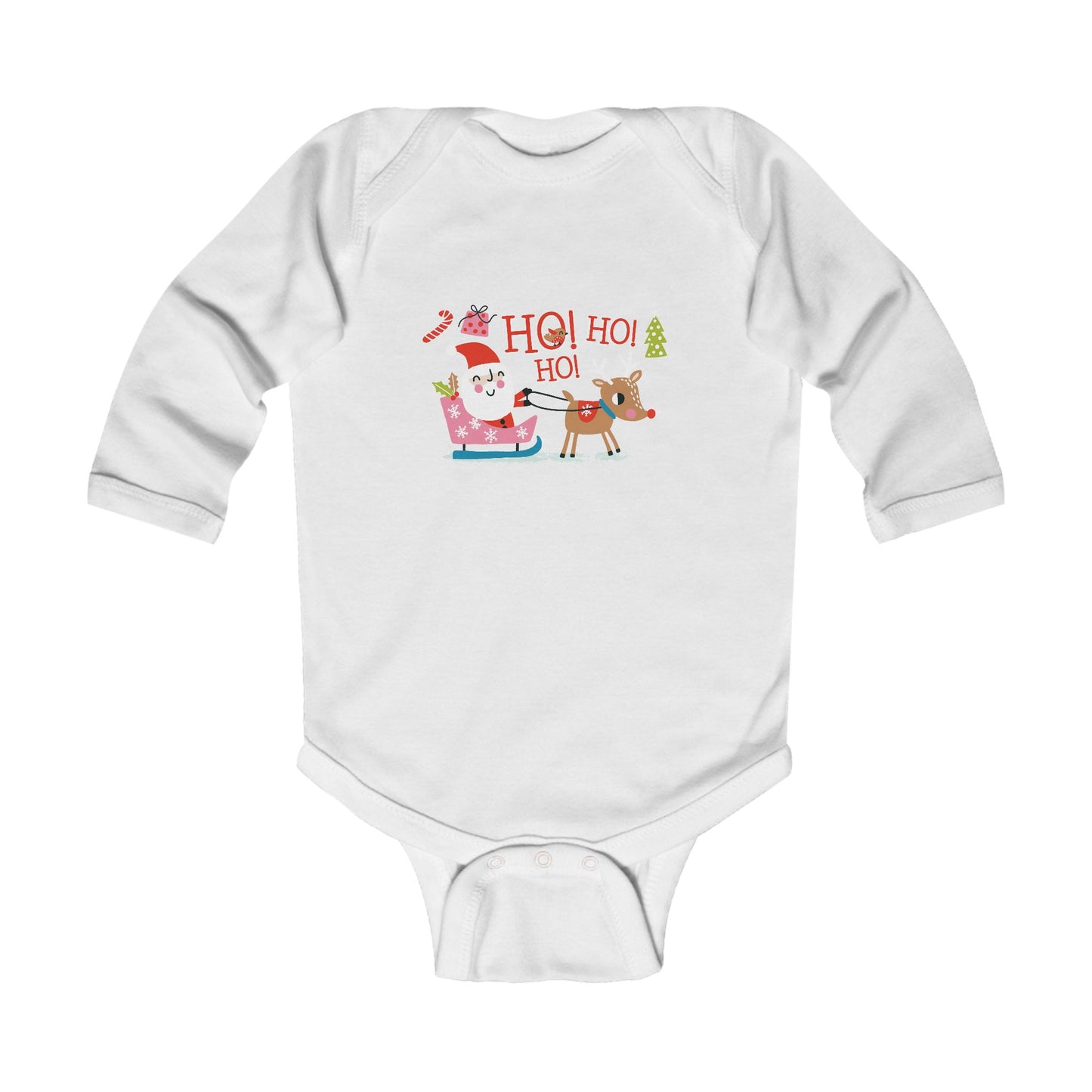 Ho! Ho! Ho! Santa Reindeer - Infant Long Sleeve Bodysuit