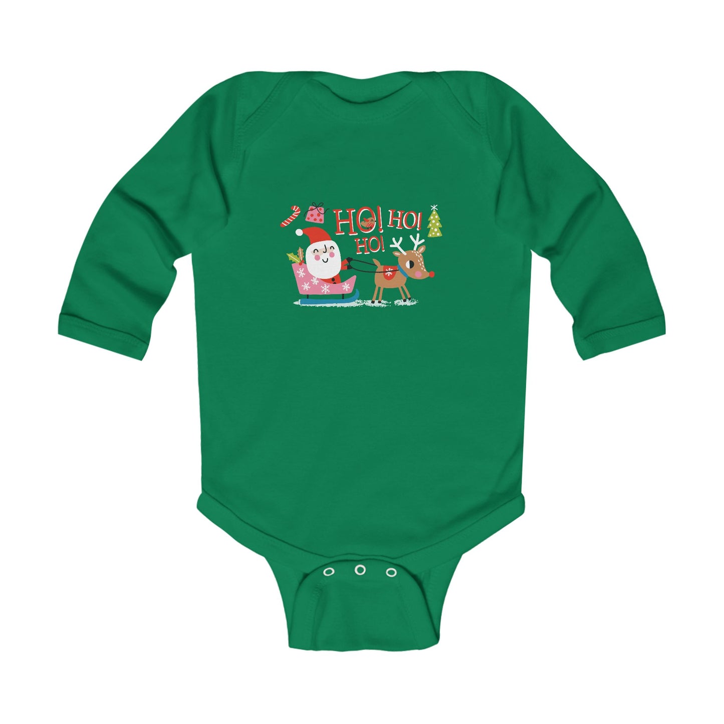 Ho! Ho! Ho! Santa Reindeer - Infant Long Sleeve Bodysuit