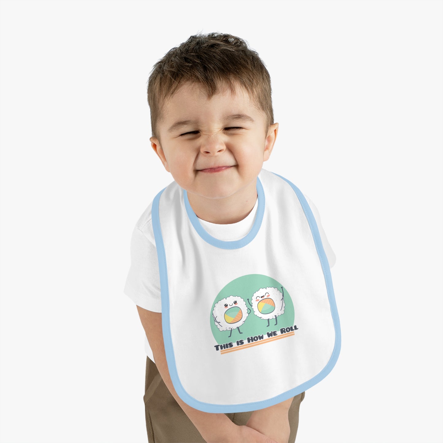 This is How We Roll - Baby Contrast Trim Jersey Bib