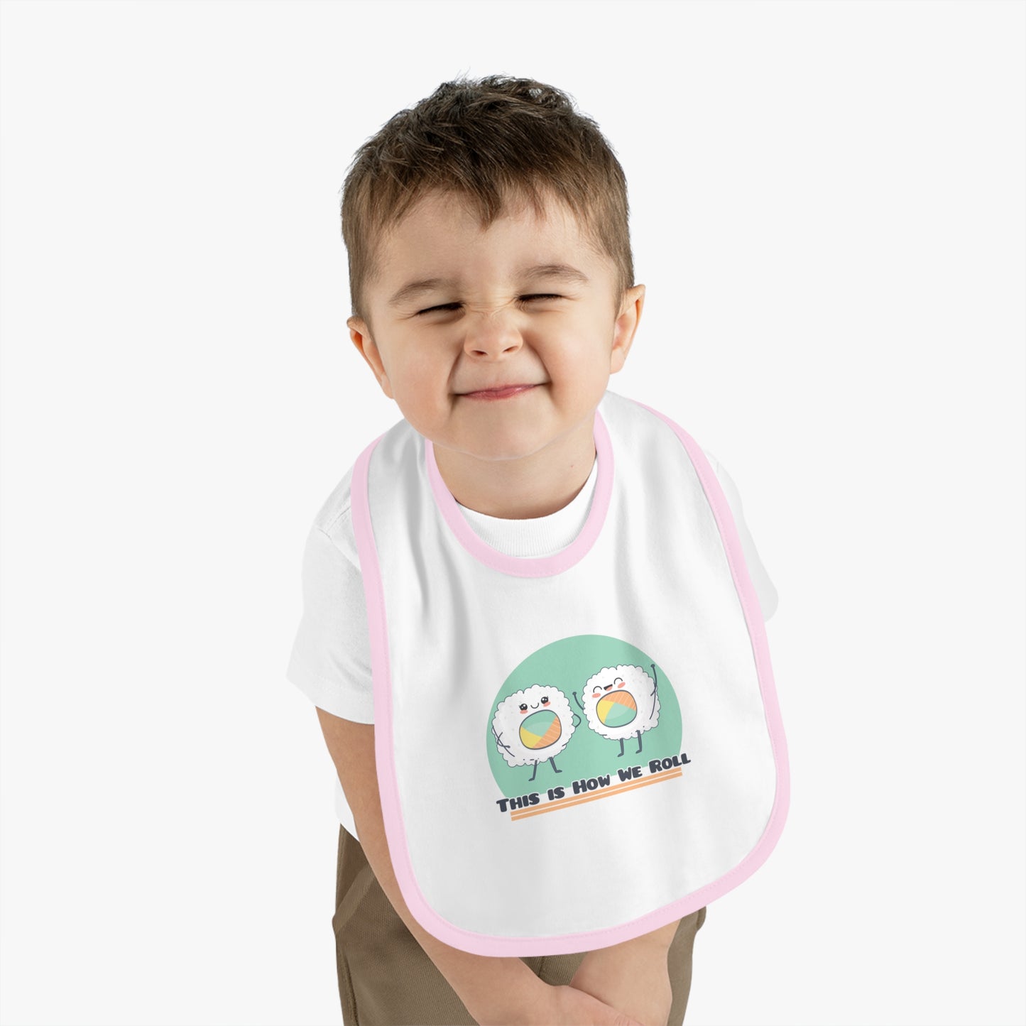 This is How We Roll - Baby Contrast Trim Jersey Bib