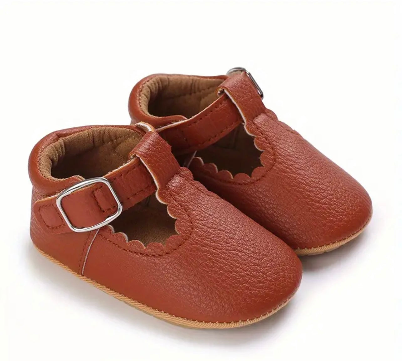 Girls Baby Solid Color Mary Jane Shoes For Girls, Lightweight Non Slip Soft Flat Sole Crib Shoes