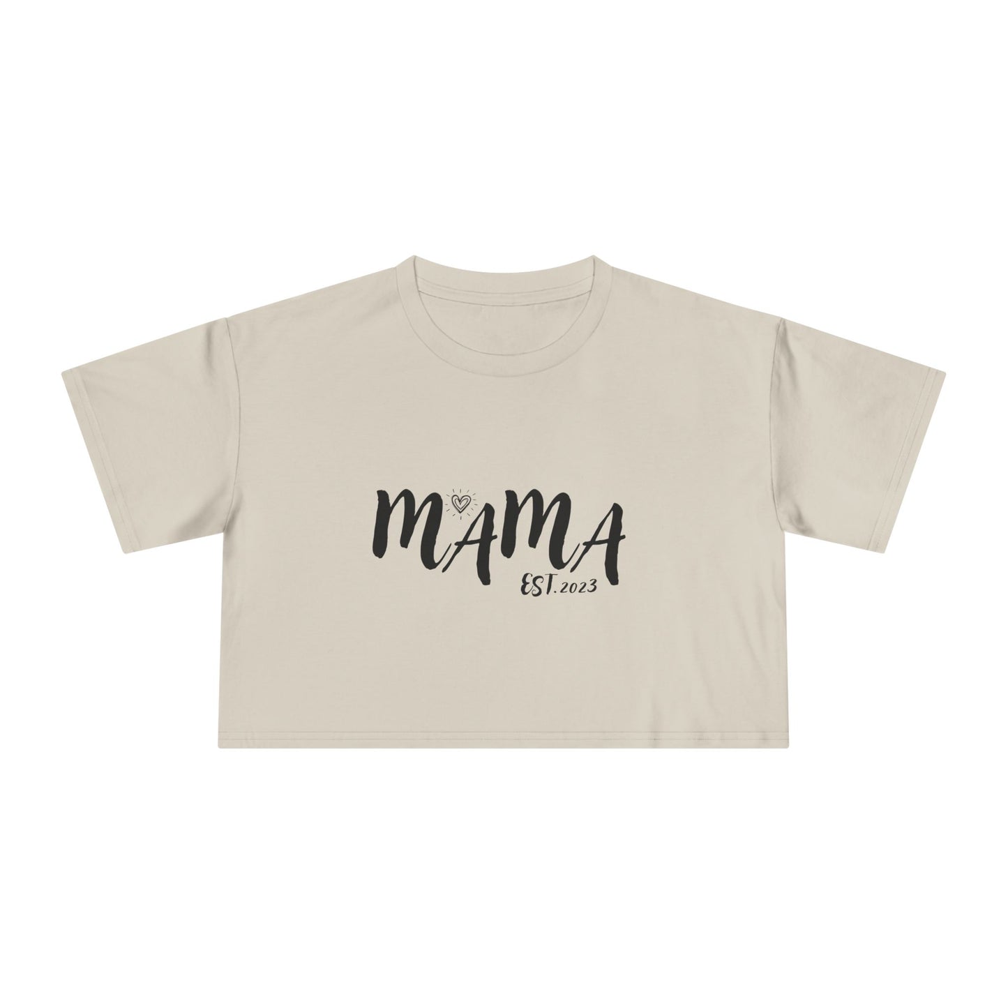 Mama's EST.2023 Women's Crop Tee, Gift for New Moms, Casual Outfit, Mother's Day Gift, Family Reunion Attire, Everyday Wear