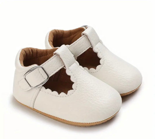 Girls Baby Solid Color Mary Jane Shoes For Girls, Lightweight Non Slip Soft Flat Sole Crib Shoes