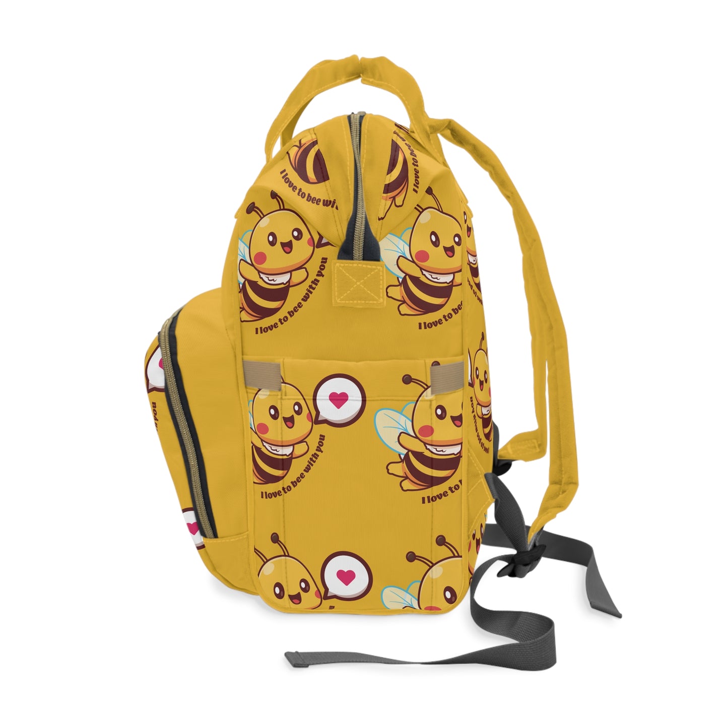 Cute Little Bee - I Love To Bee With You -Yellow - Multifunctional Diaper Backpack