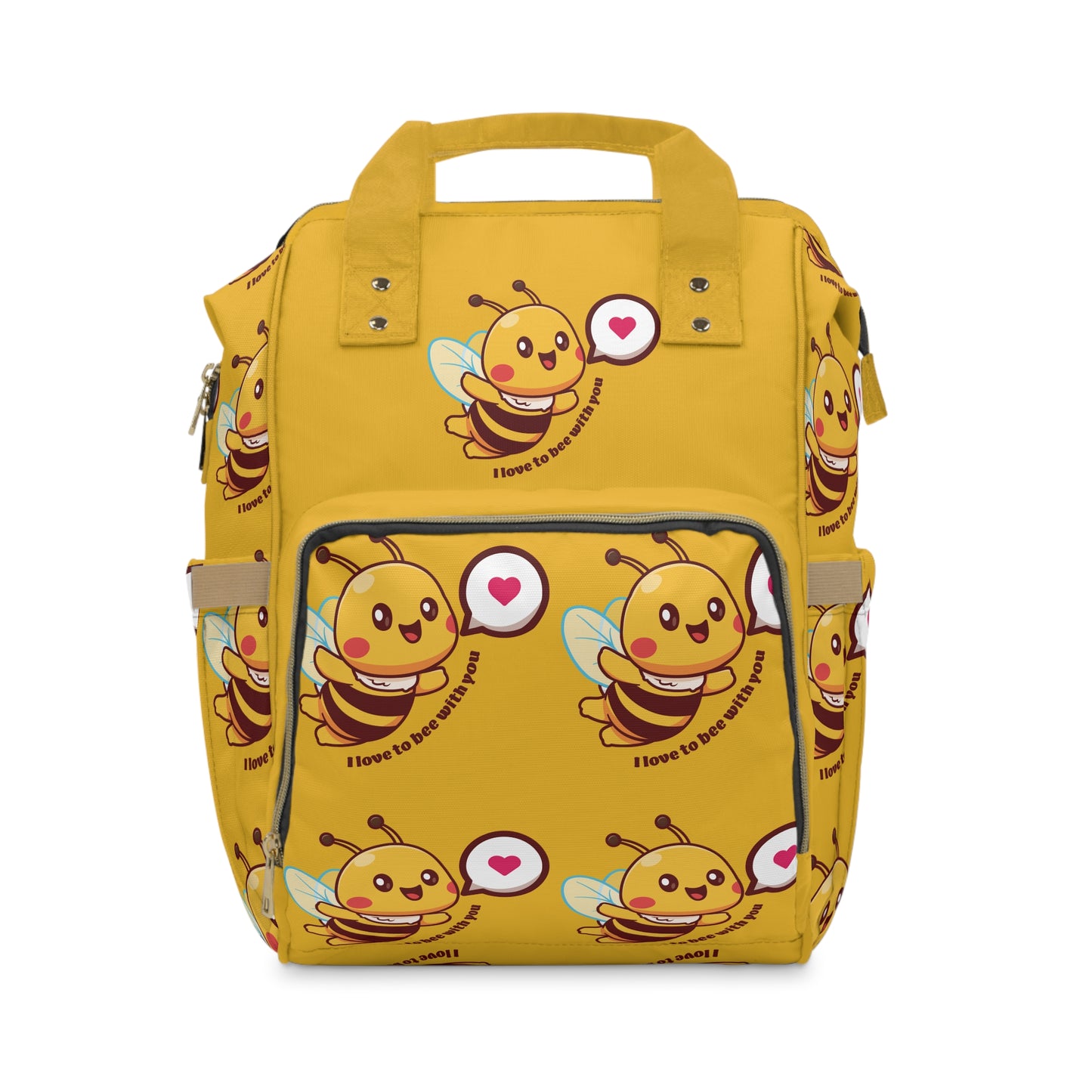 Cute Little Bee - I Love To Bee With You -Yellow - Multifunctional Diaper Backpack