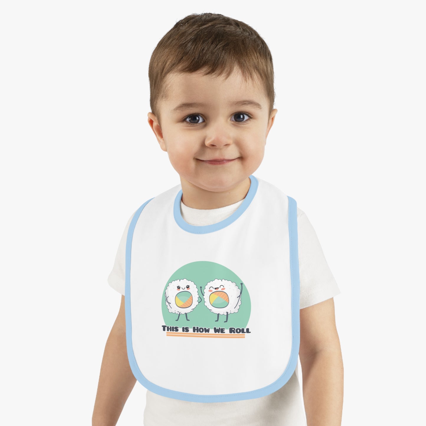 This is How We Roll - Baby Contrast Trim Jersey Bib