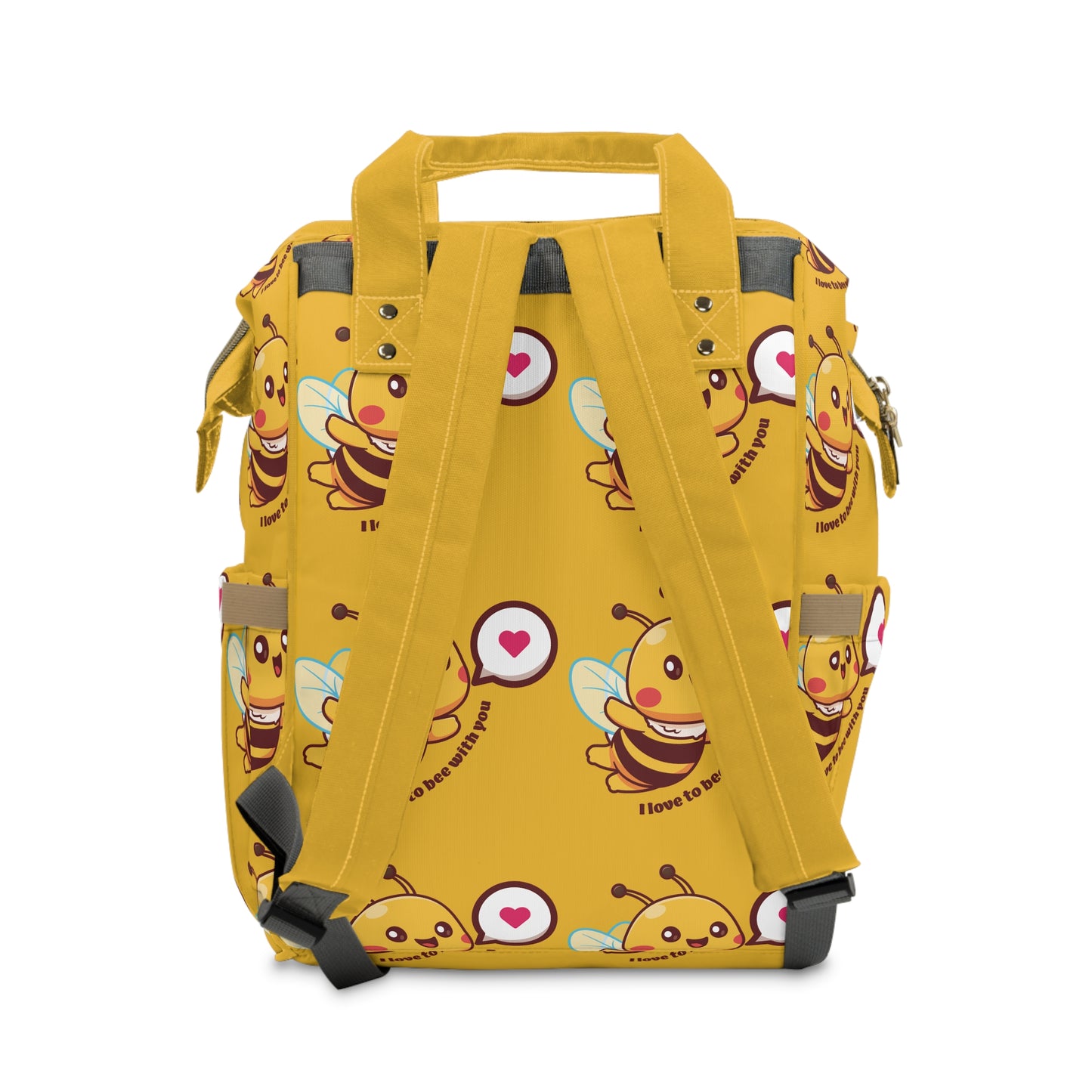 Cute Little Bee - I Love To Bee With You -Yellow - Multifunctional Diaper Backpack