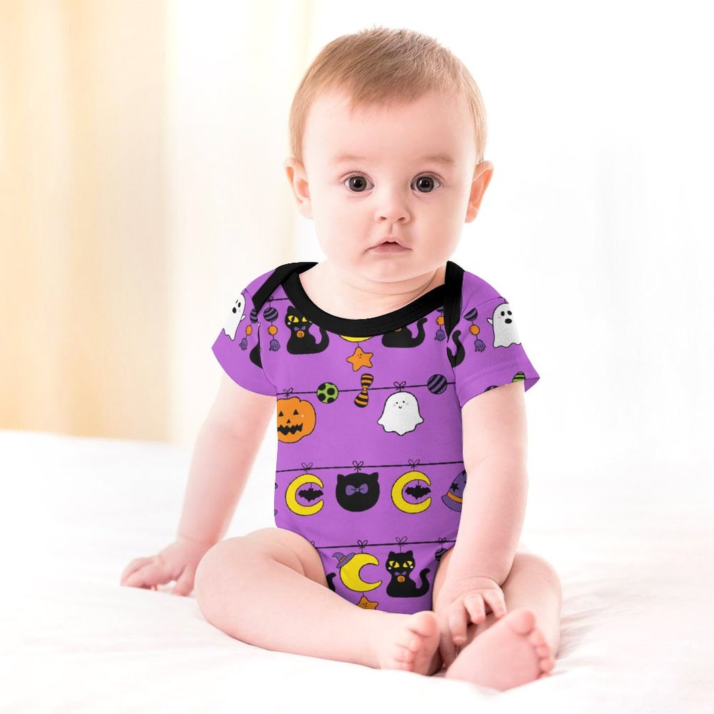 Halloween Spooky Cute - Faux Cotton Short Sleeve Baby Romper