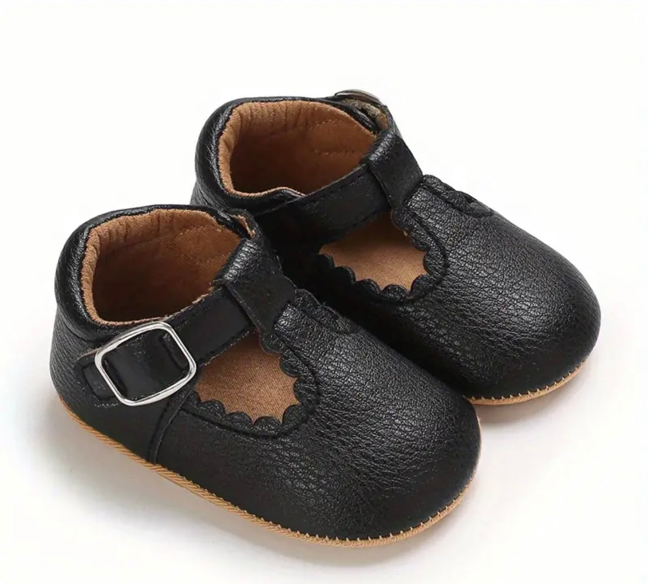 Girls Baby Solid Color Mary Jane Shoes For Girls, Lightweight Non Slip Soft Flat Sole Crib Shoes