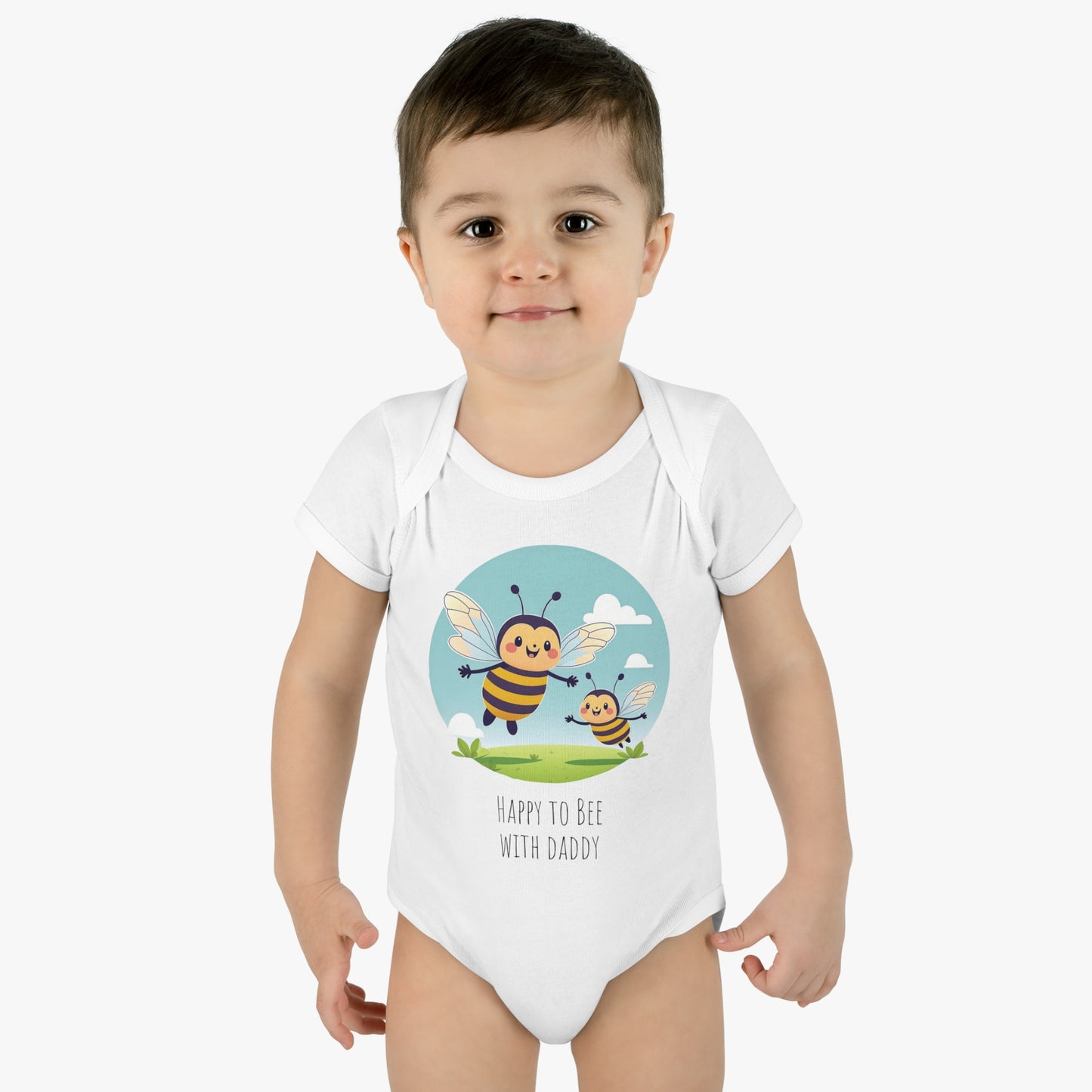 Happy With Daddy - Infant Baby Rib Bodysuit