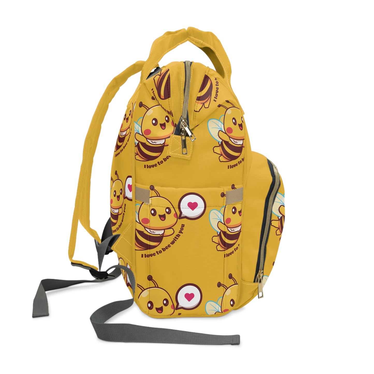 Cute Little Bee - I Love To Bee With You -Yellow - Multifunctional Diaper Backpack