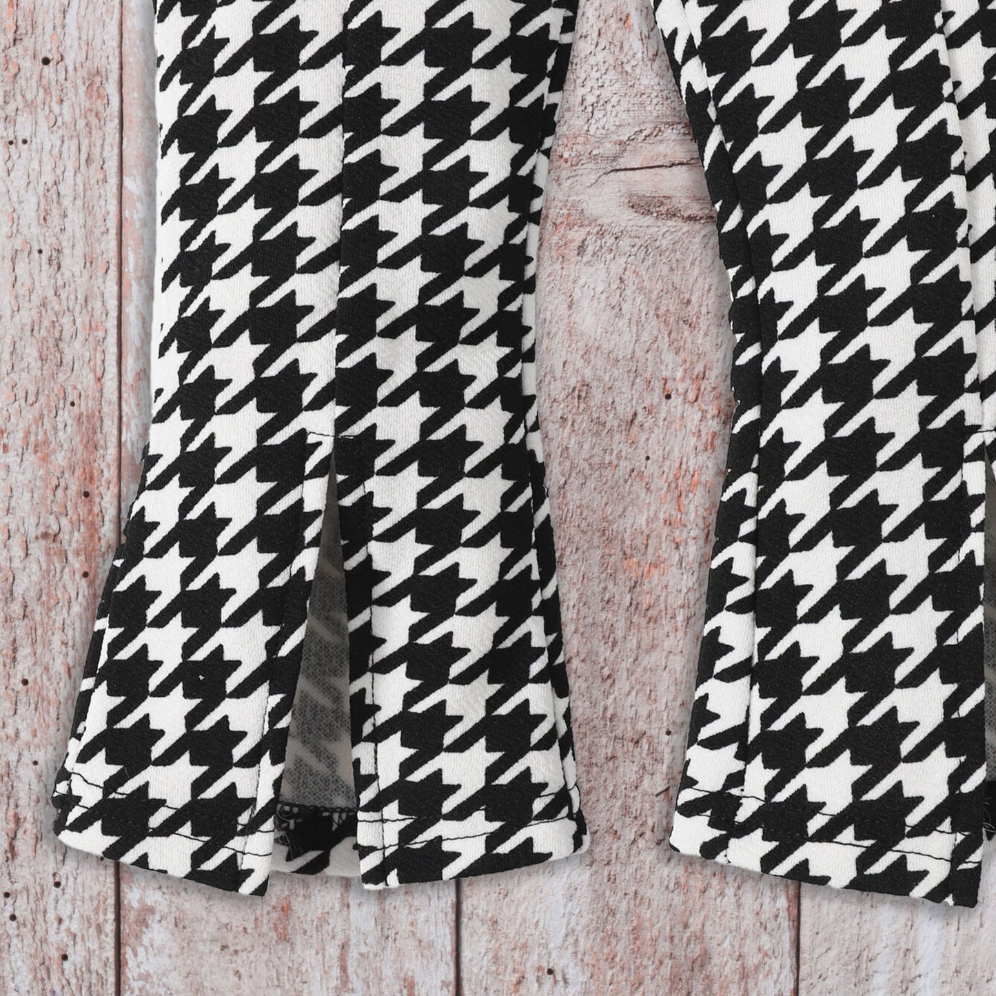 Baby Girl Houndstooth Print Split Hem Flare Leg Pants