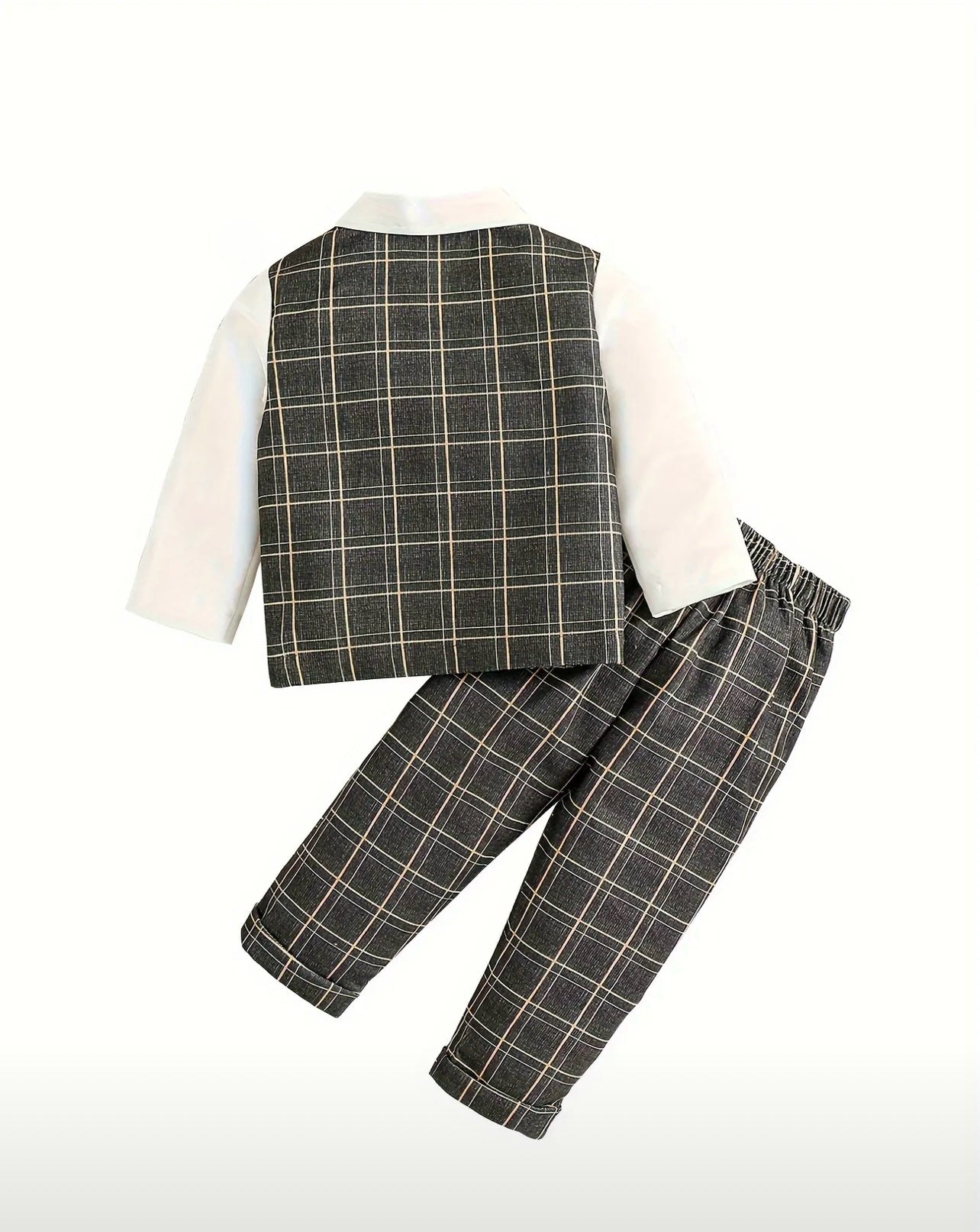 Baby Boy's Gentleman Suit Set - Plaid Bowtie Shirt & Pants