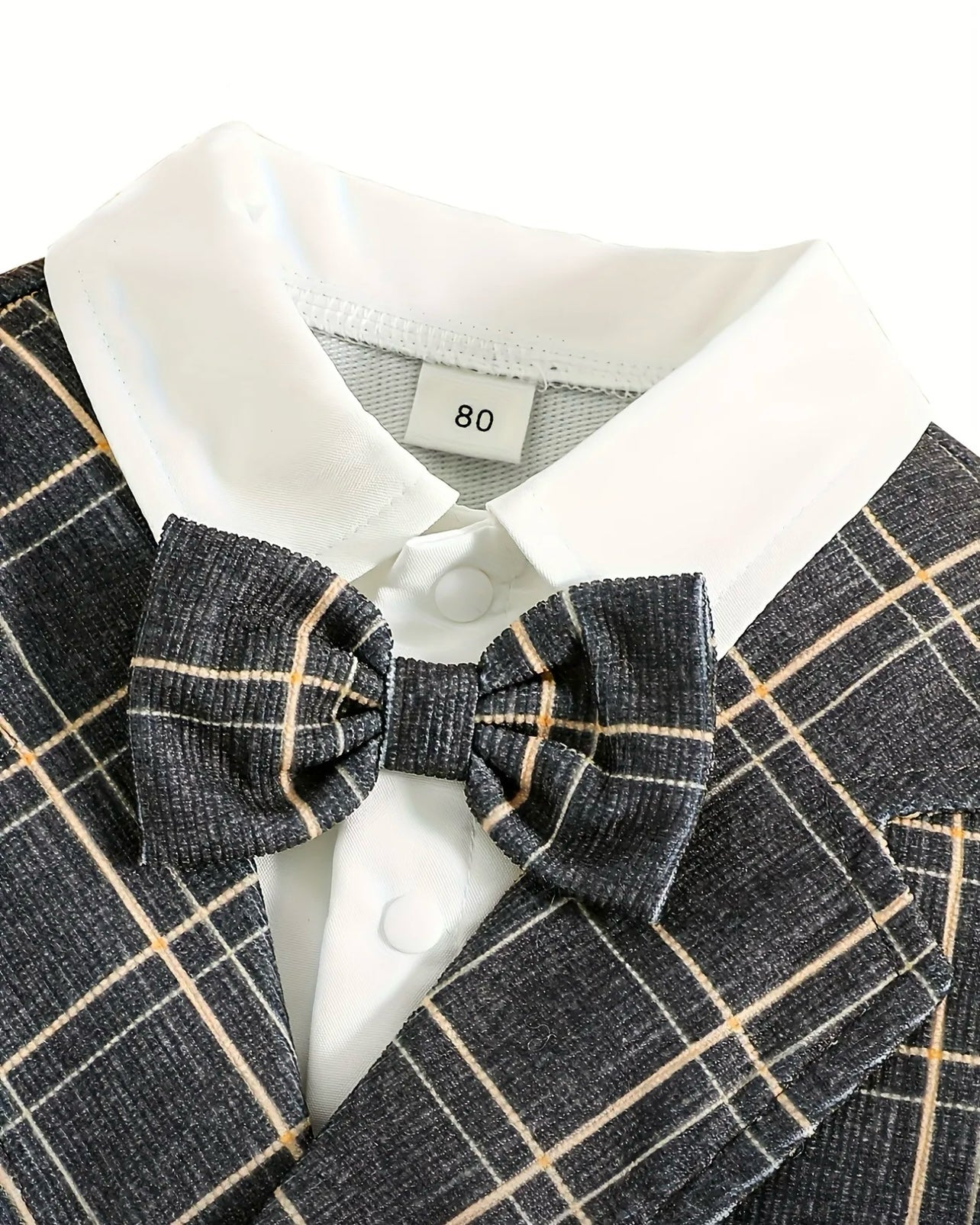 Baby Boy's Gentleman Suit Set - Plaid Bowtie Shirt & Pants